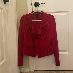 Red Ruffled Blazer